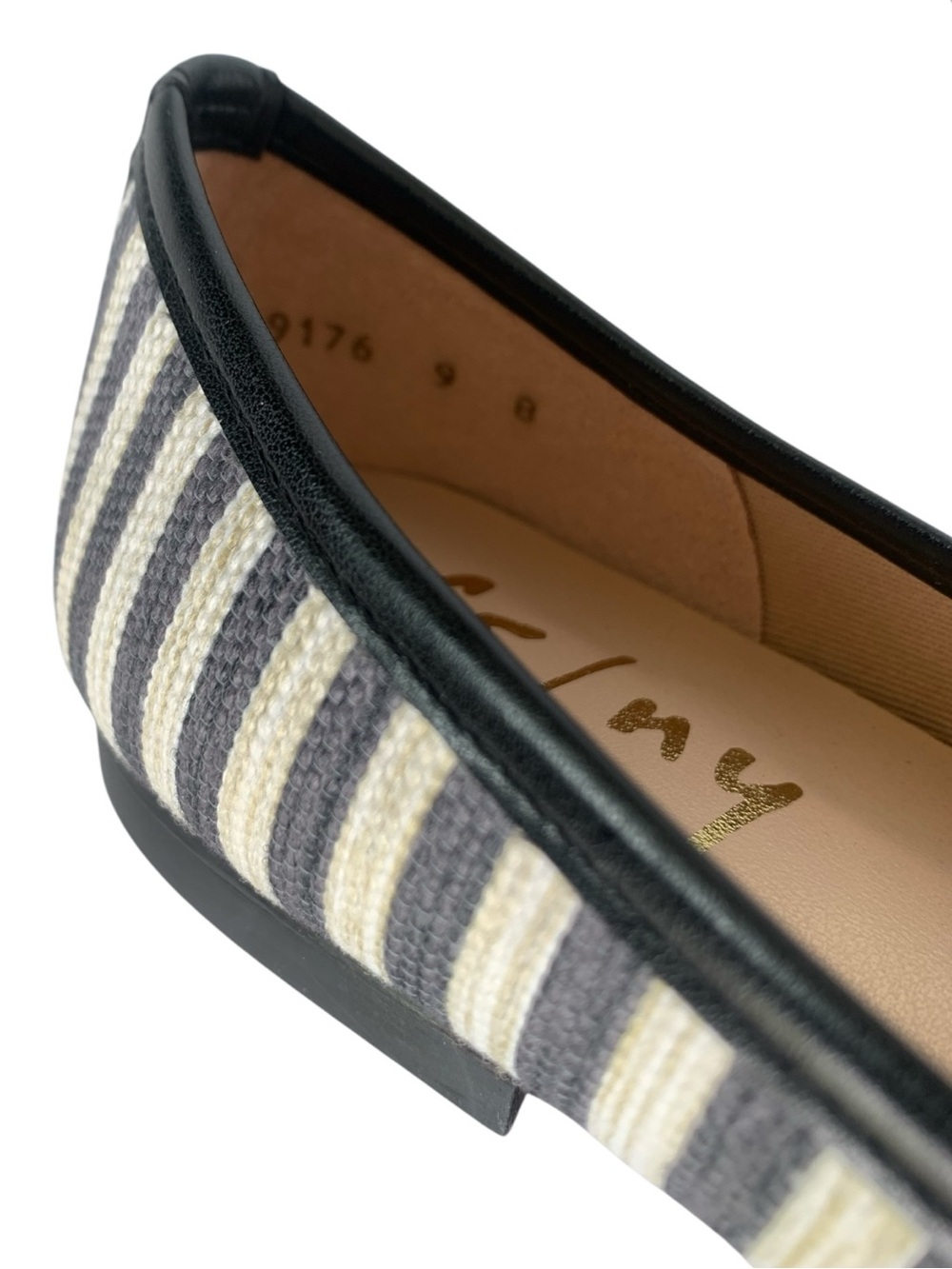 NEW French Sole FS/NY Olivia Ballet Flats Black Beige Stripe Made In Spain SZ 9 - Picture 11 of 16